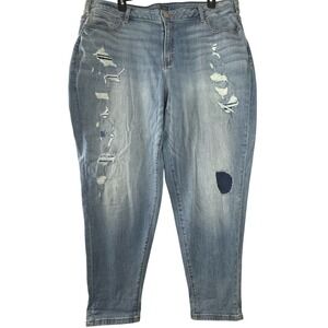 Boyfriend Women Plus Jeans Denim 24 Lane Bryant Light Wash Distress Baggy